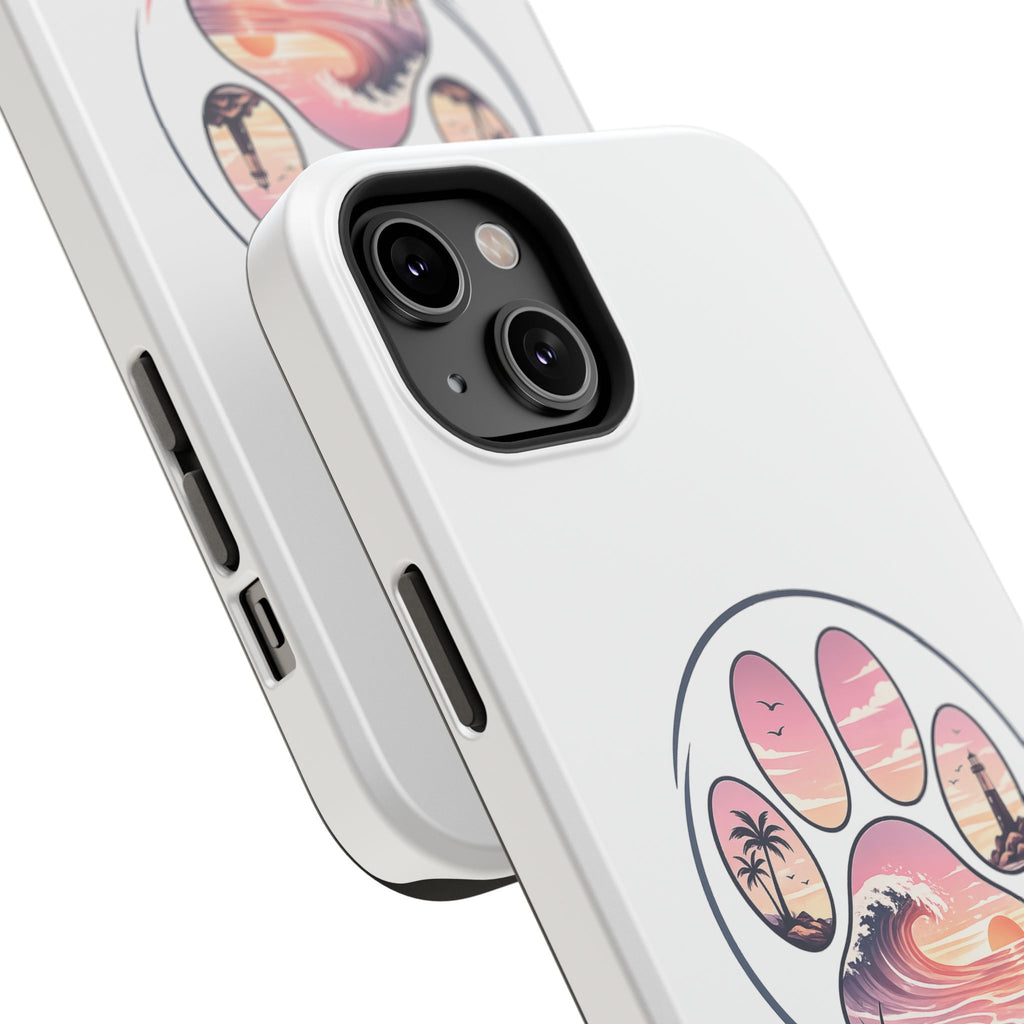 Beach Paw Phone Case — Impact-Resistant Tropical Paw Print iPhone Cover
