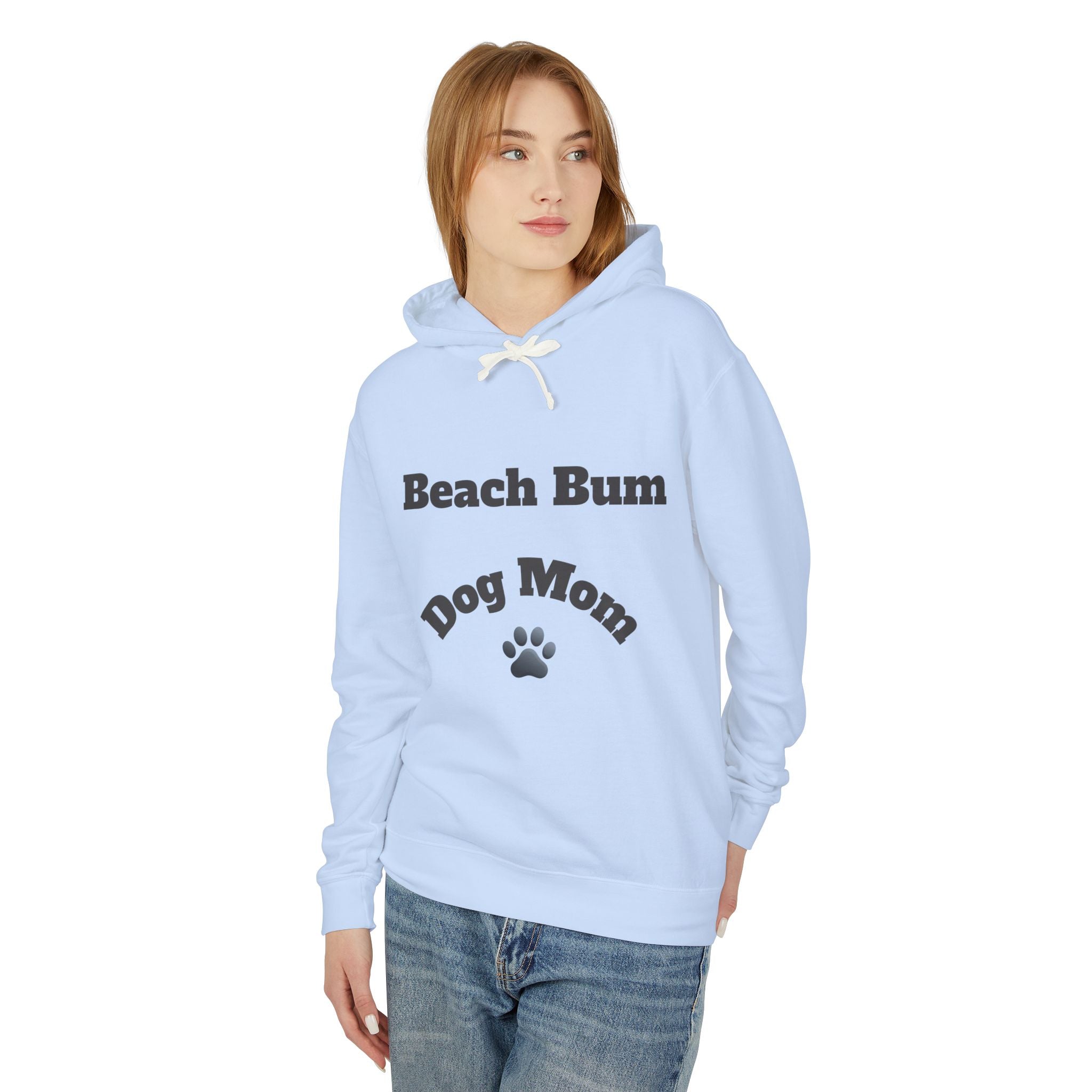 Beach Bum Dog Mom Hoodie — Paw Print Lightweight Comfort Colors Hooded Sweatshirt