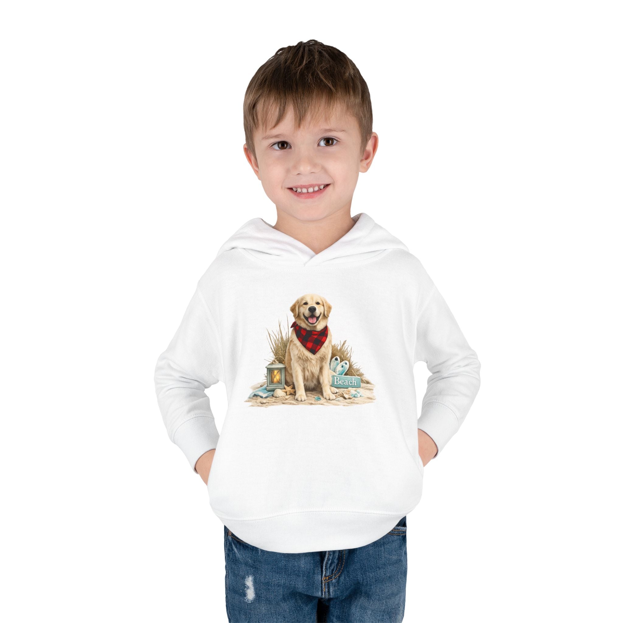 Toddler Hoodie — Golden Retriever with Bandana Graphic