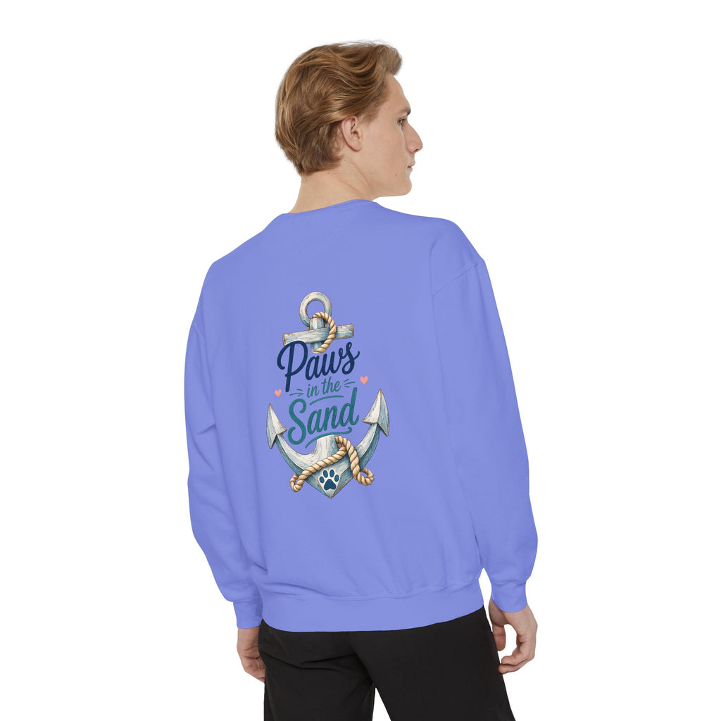 Paws in the Sand Sweatshirt | Anchor Paw Print Nautical Beach Design