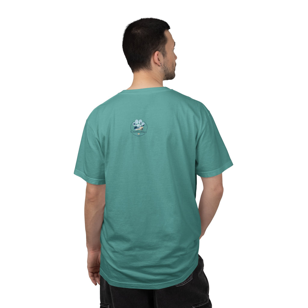 Ocean Paw Surf T-Shirt — Beach Sunset Paw Print Tee