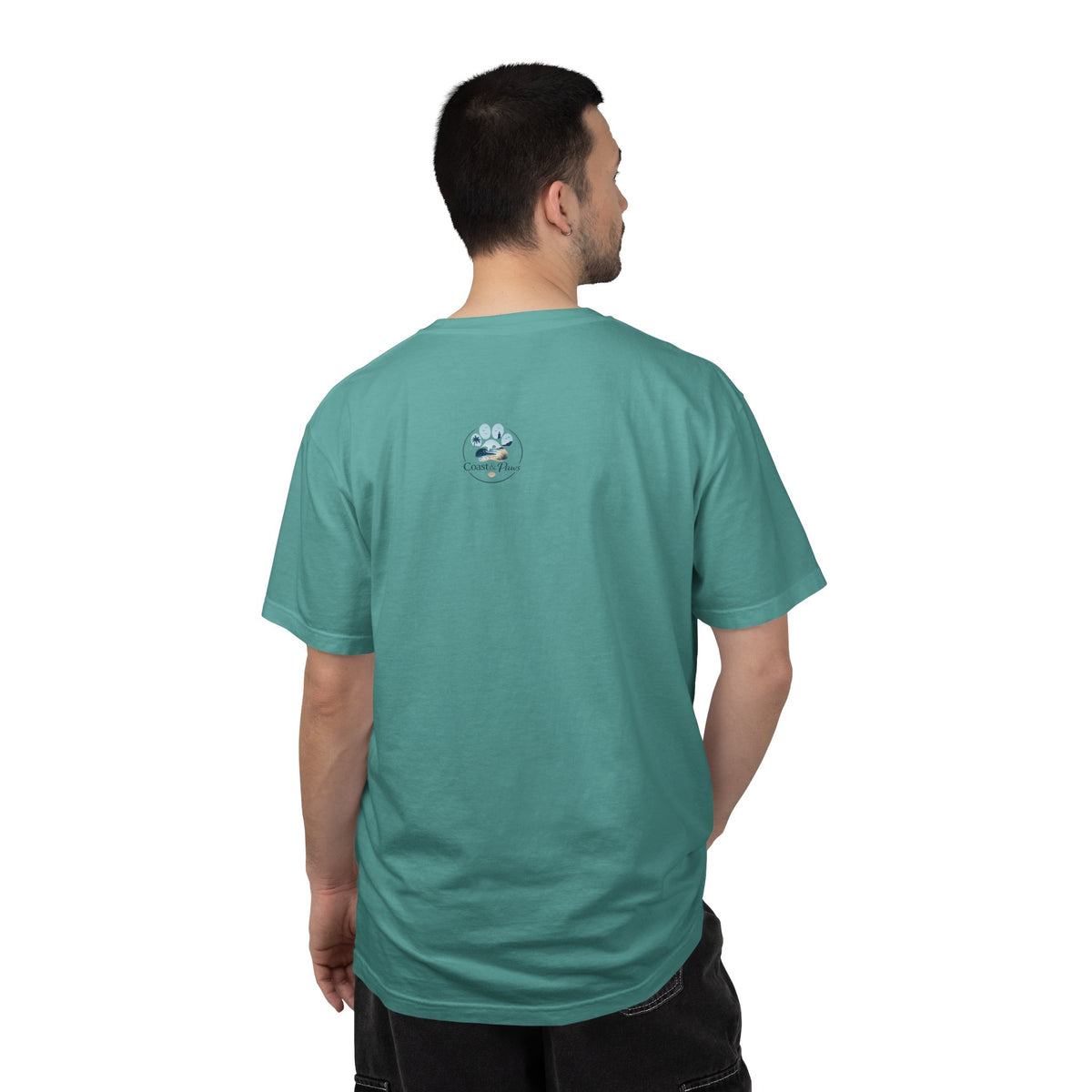 Ocean Paw Surf T-Shirt — Beach Sunset Paw Print Tee
