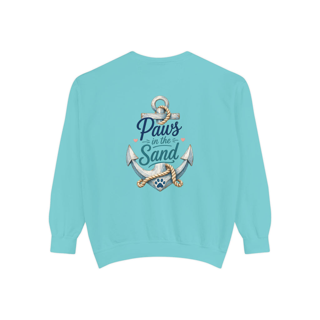 Paws in the Sand Sweatshirt | Anchor Paw Print Nautical Beach Design
