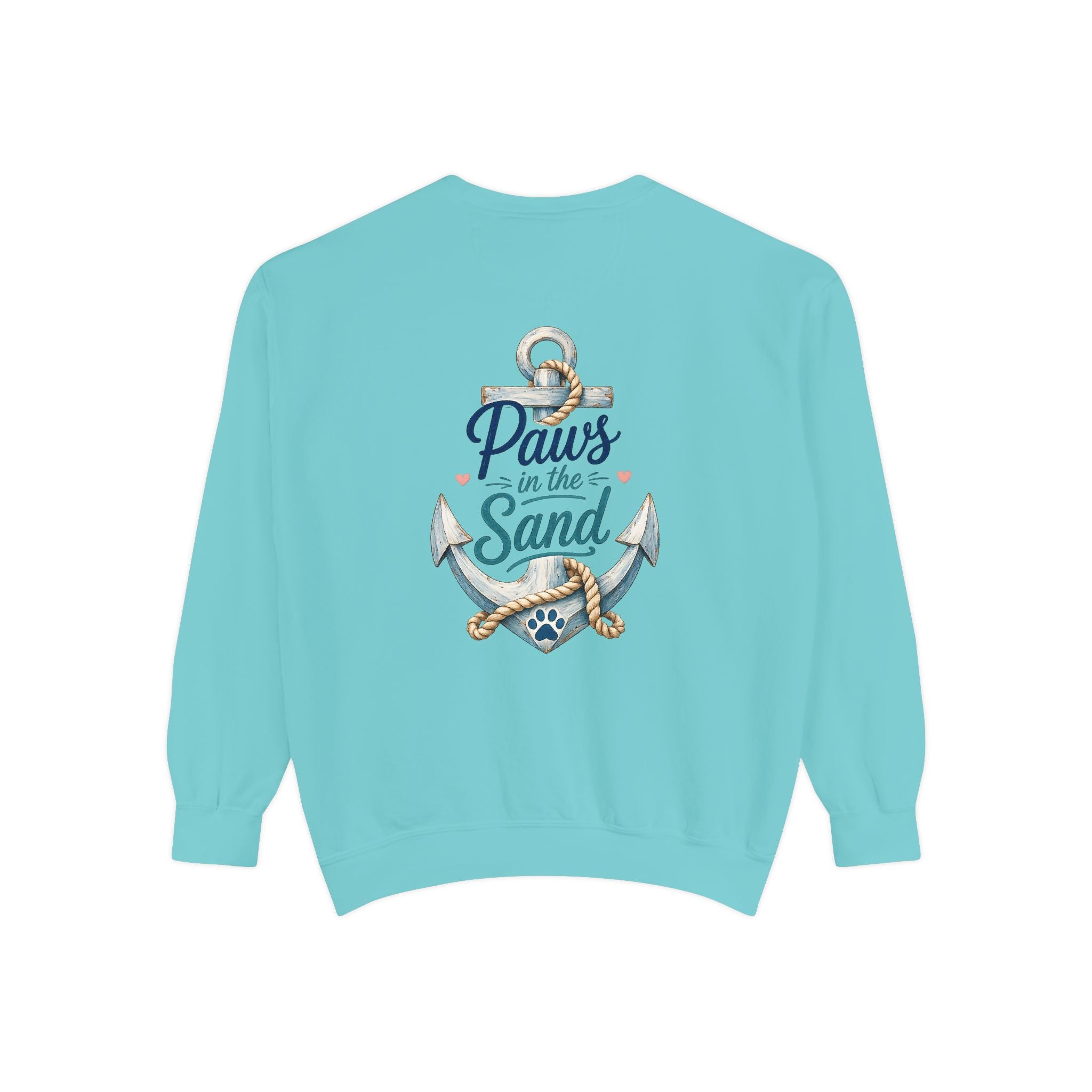 Paws in the Sand Sweatshirt | Anchor Paw Print Nautical Beach Design