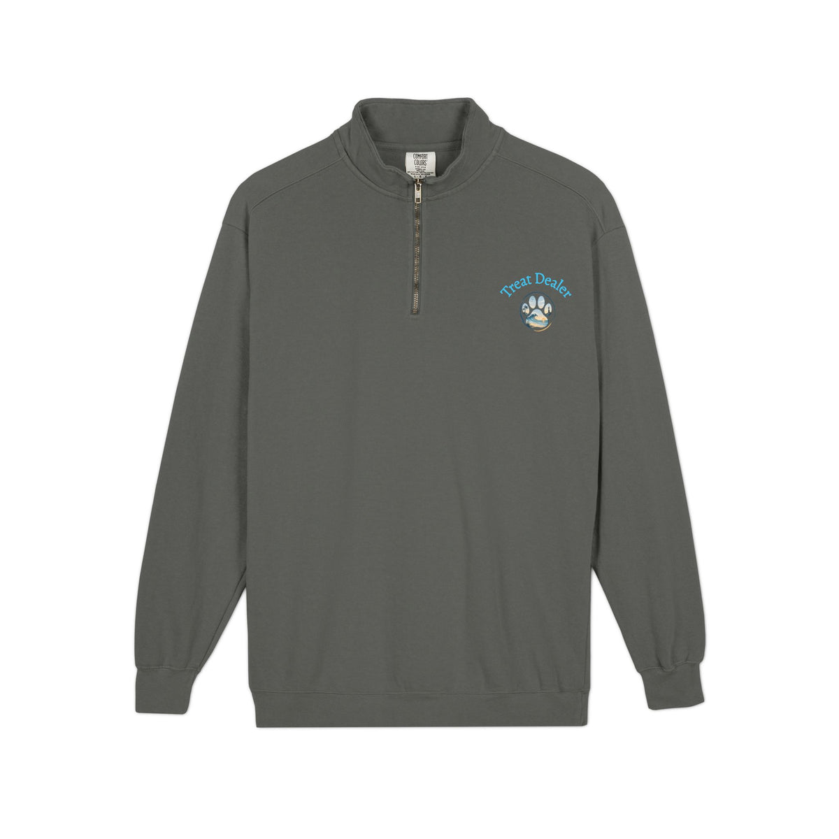 Quarter-Zip Sweatshirt — "Treat Dealer" Paw