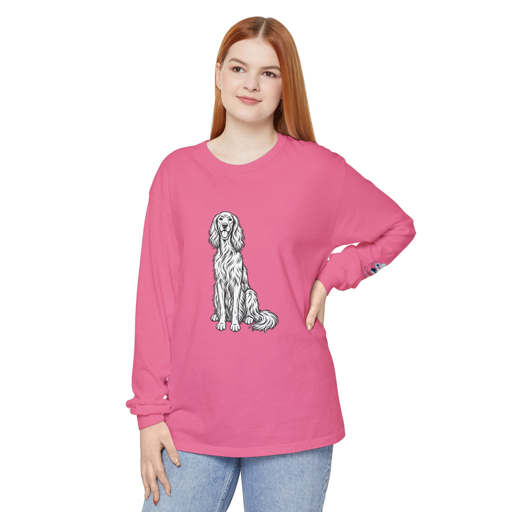 Irish Setter Unisex Long-Sleeve Tee with Coast & Paws logo on sleeve
