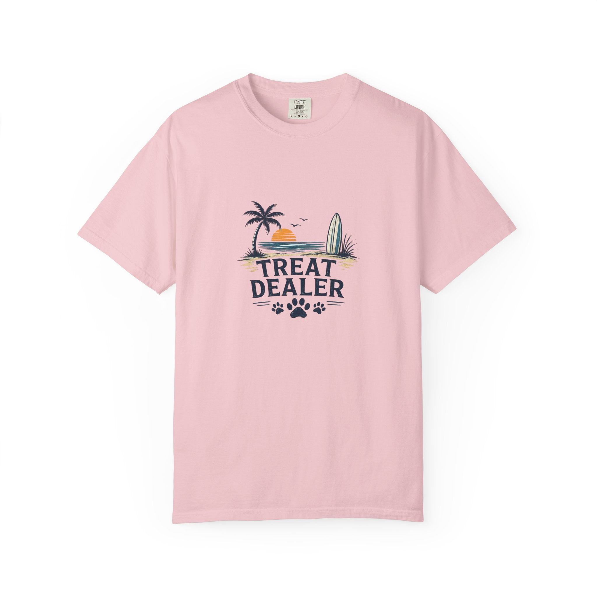 Treat Dealer Beach T-Shirt — Cute Dog Paw Surf Graphic
