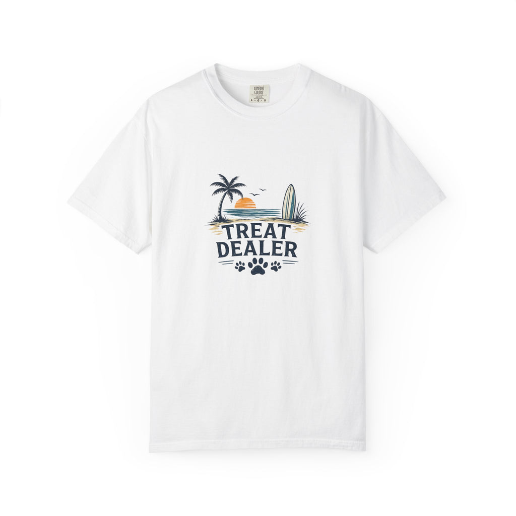 Treat Dealer Beach T-Shirt — Cute Dog Paw Surf Graphic