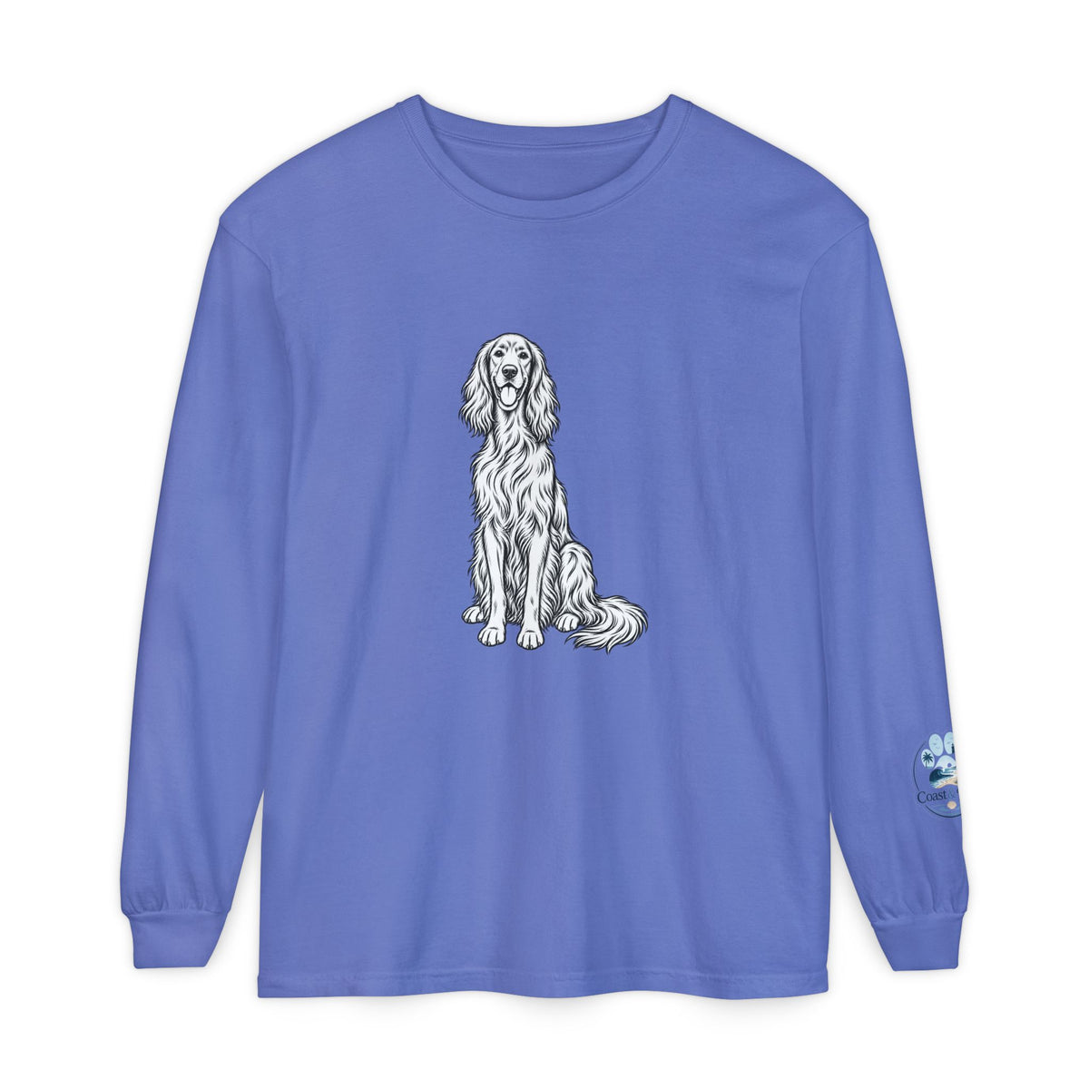 Irish Setter Unisex Long-Sleeve Tee with Coast & Paws logo on sleeve