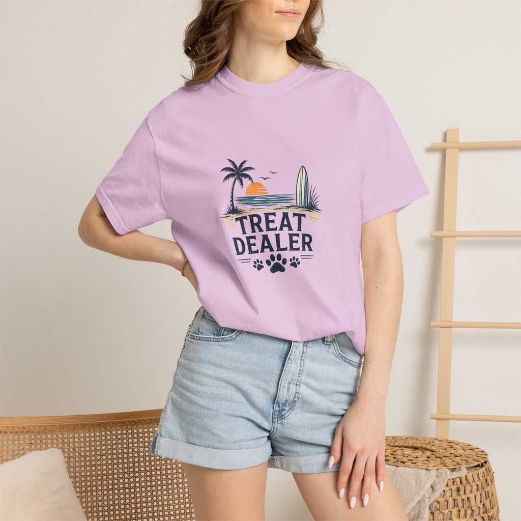 Treat Dealer Beach T-Shirt — Cute Dog Paw Surf Graphic