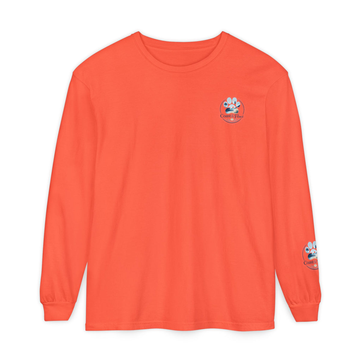 Coast & Paws Signature Soft Long Sleeve Tee — Coastal Paw Wave Graphic