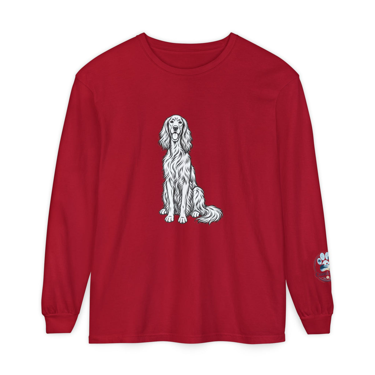 Irish Setter Unisex Long-Sleeve Tee with Coast & Paws logo on sleeve