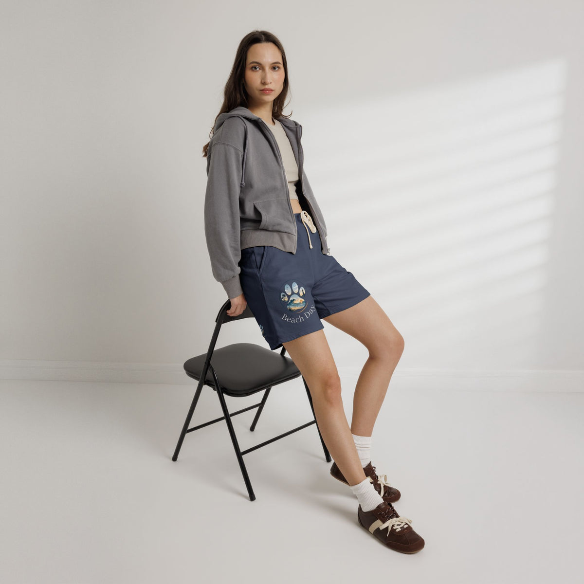 Beach Days Paw-Print Sweat Shorts — Lightweight Fleece Summer Lounge Shorts