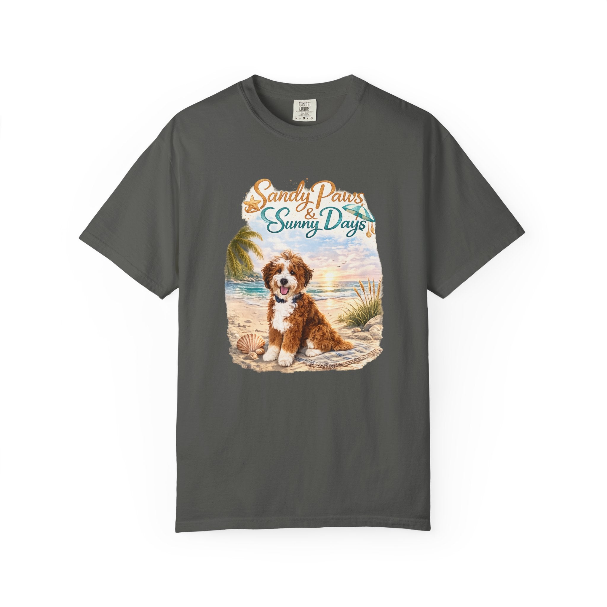 Sandy Paws Sunny Days T-Shirt — Unisex Comfort Colors Graphic Tee