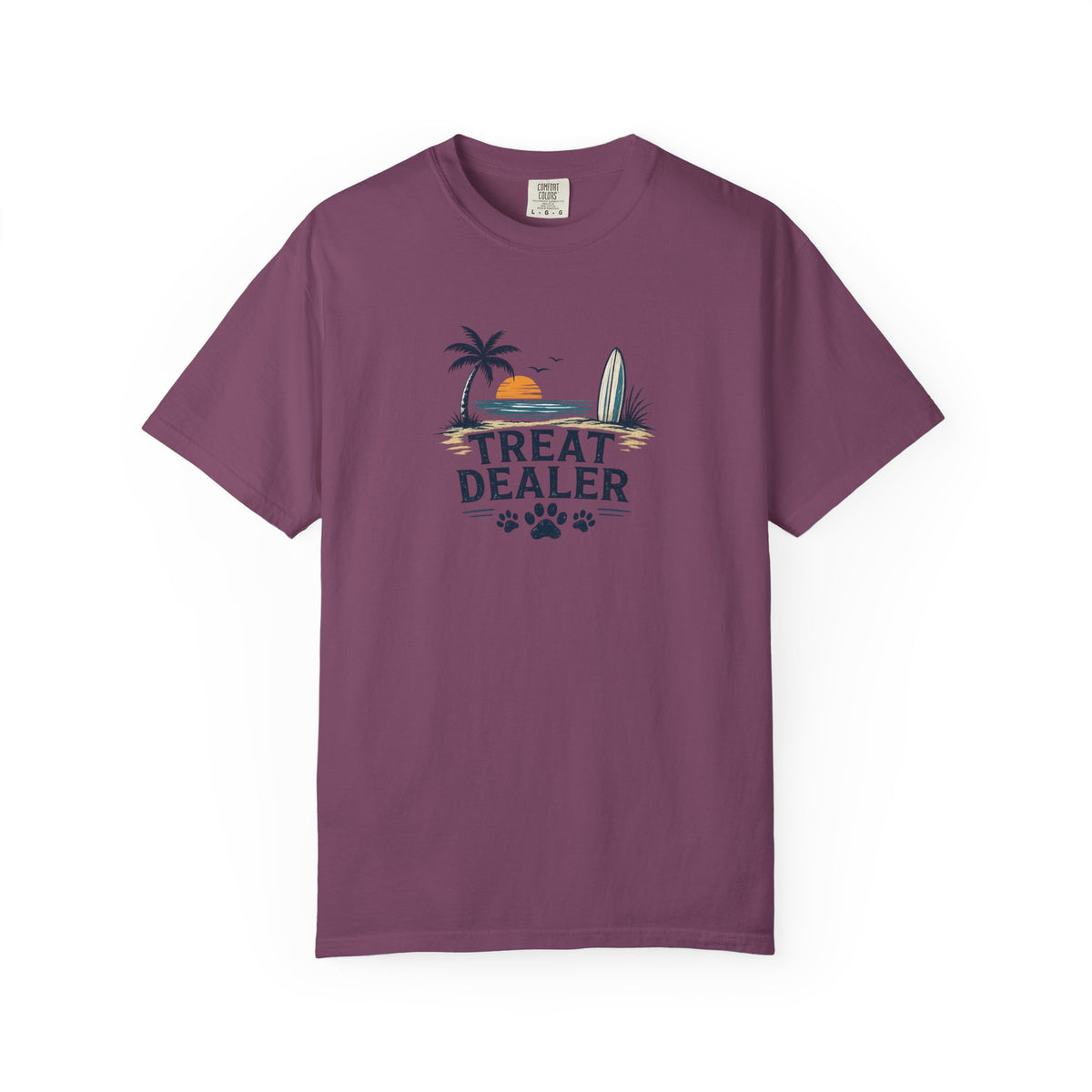 Treat Dealer Beach T-Shirt — Cute Dog Paw Surf Graphic