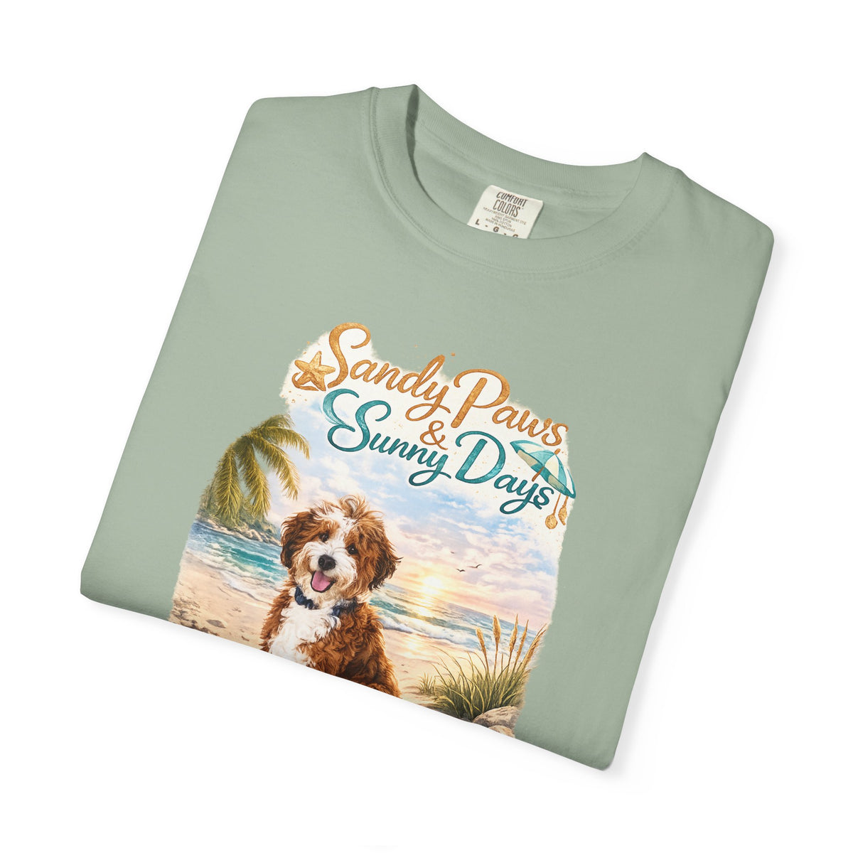Sandy Paws Sunny Days T-Shirt — Unisex Comfort Colors Graphic Tee