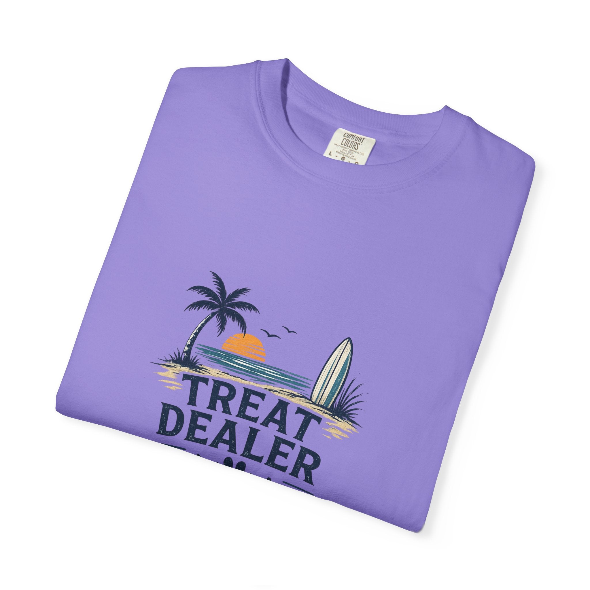 Treat Dealer Beach T-Shirt — Cute Dog Paw Surf Graphic