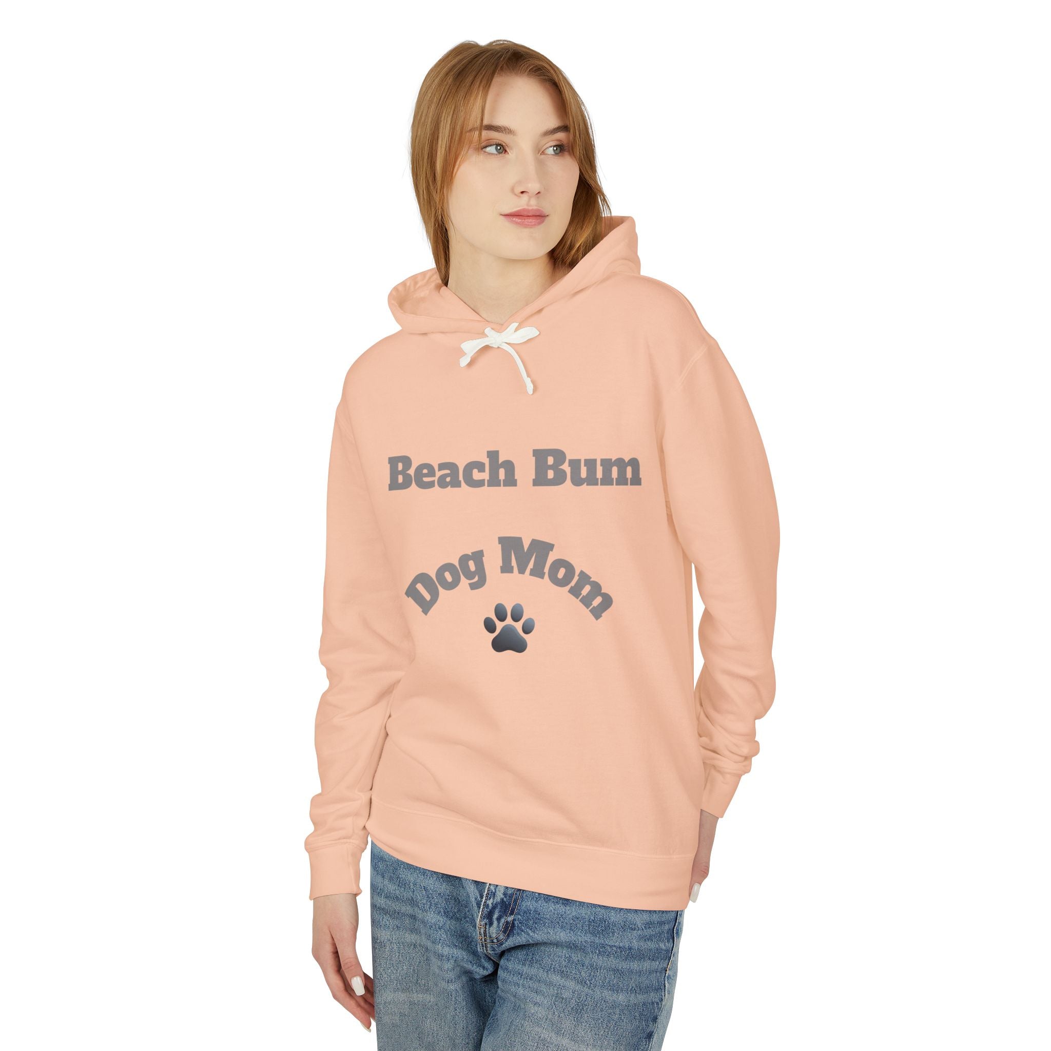 Beach Bum Dog Mom Hoodie — Paw Print Lightweight Comfort Colors Hooded Sweatshirt