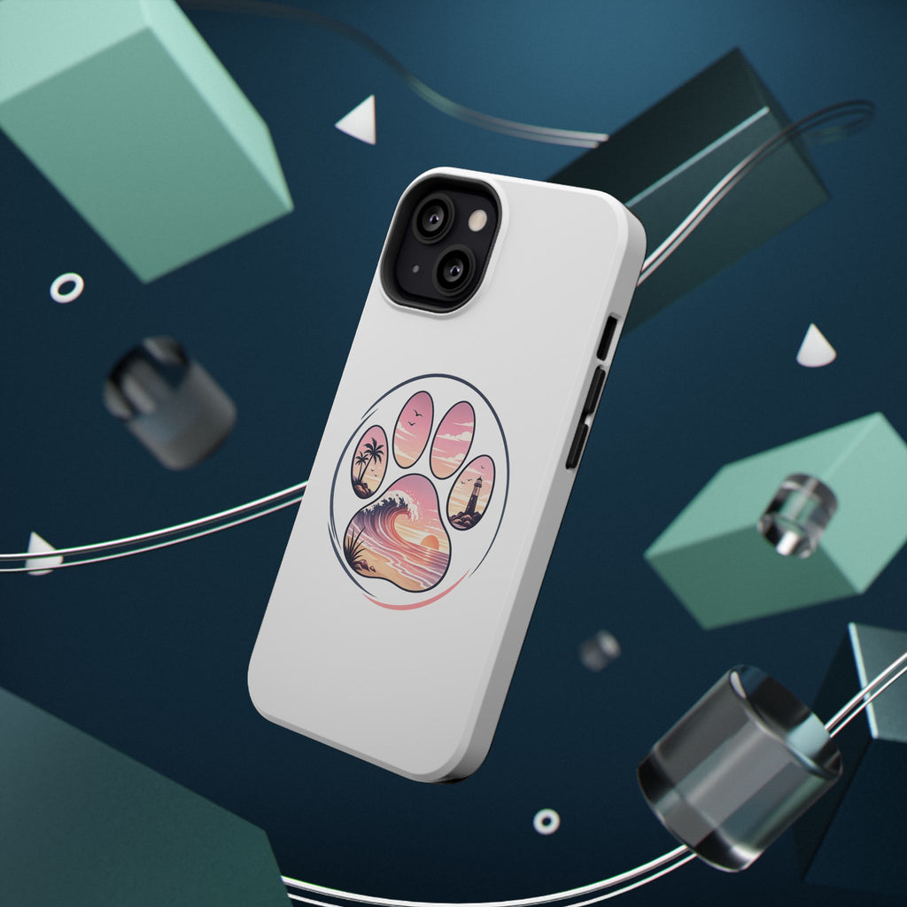 Beach Paw Phone Case — Impact-Resistant Tropical Paw Print iPhone Cover