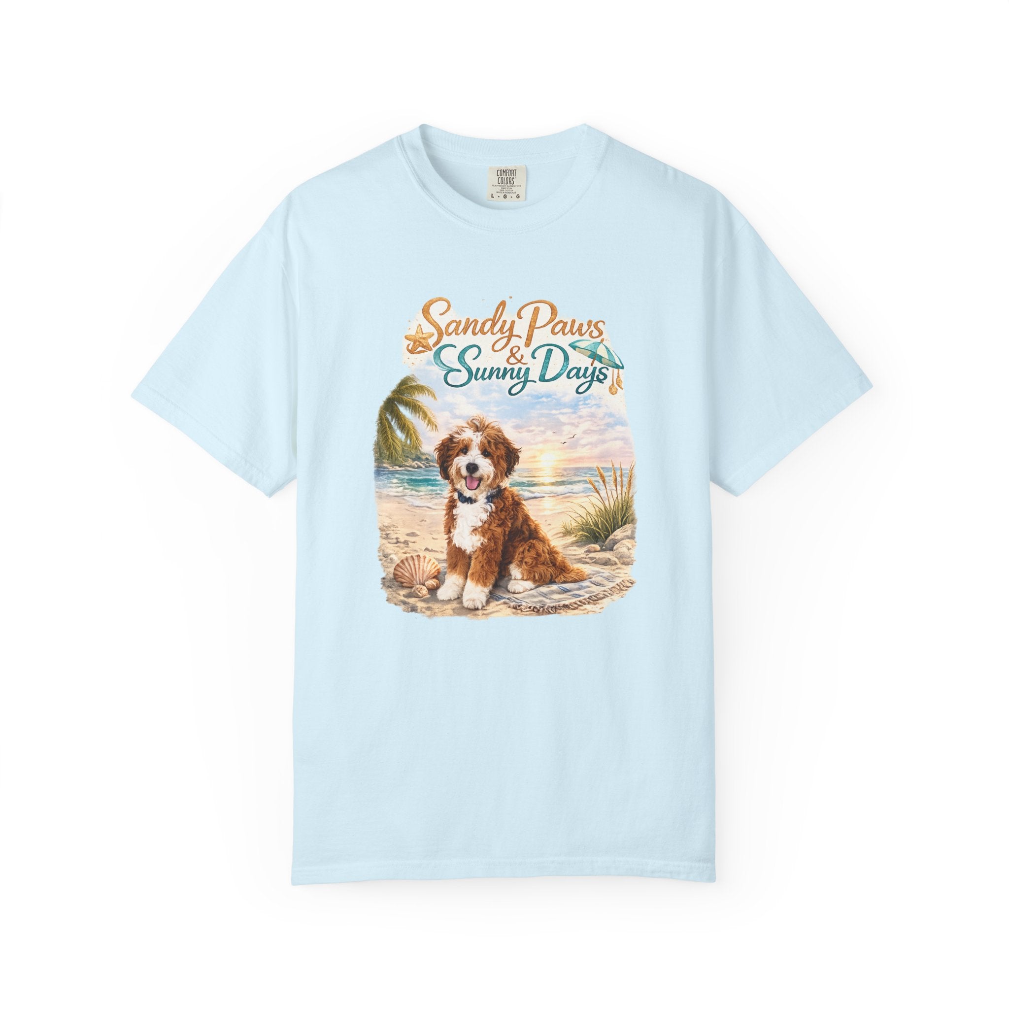 Sandy Paws Sunny Days T-Shirt — Unisex Comfort Colors Graphic Tee