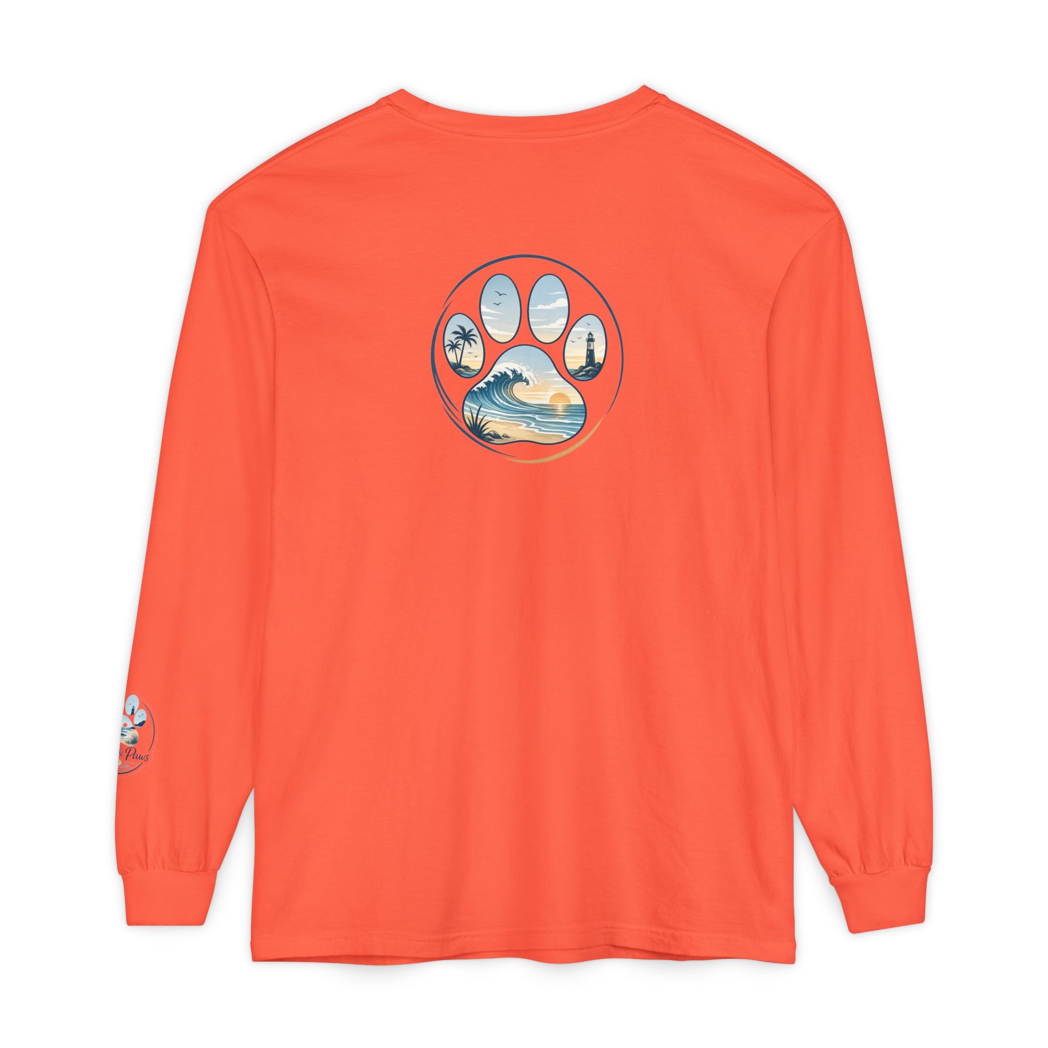 Coast & Paws Signature Soft Long Sleeve Tee — Coastal Paw Wave Graphic