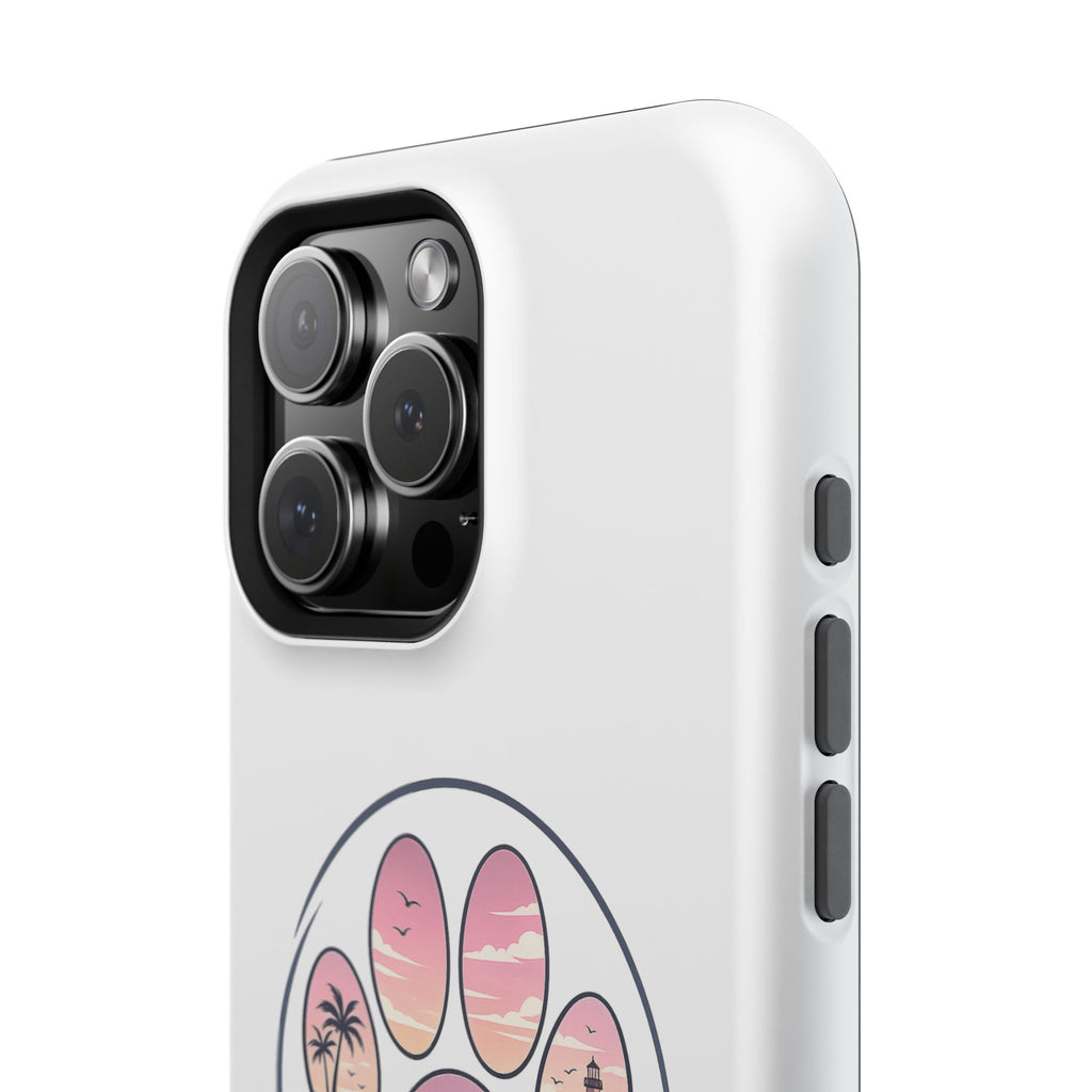 Beach Paw Phone Case — Impact-Resistant Tropical Paw Print iPhone Cover