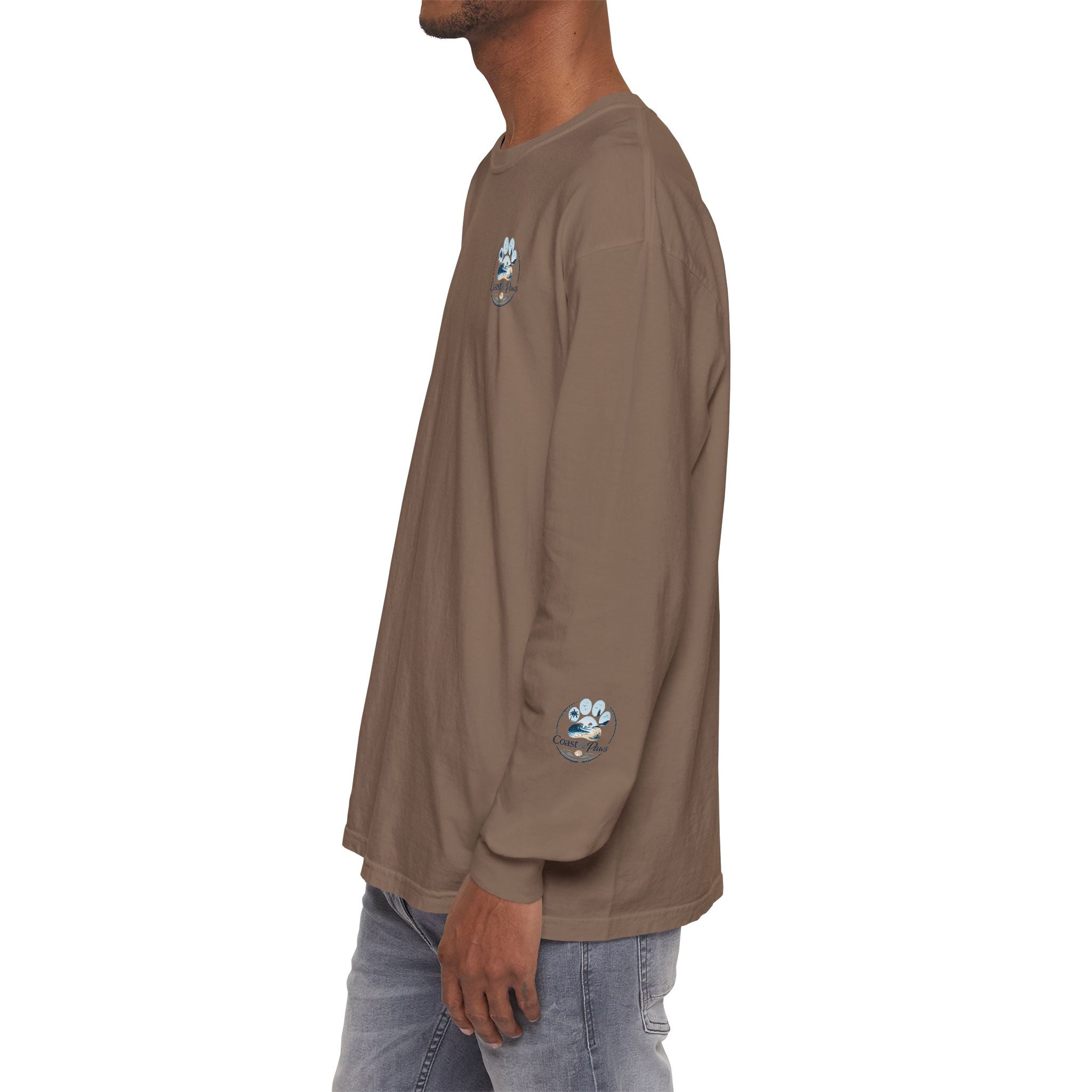 Coast & Paws Signature Soft Long Sleeve Tee — Coastal Paw Wave Graphic