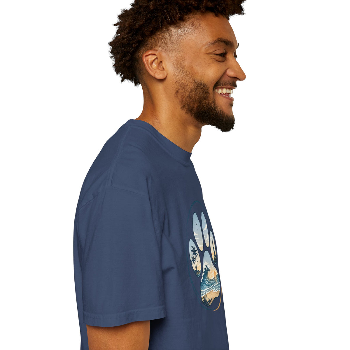 Ocean Paw Surf T-Shirt — Beach Sunset Paw Print Tee
