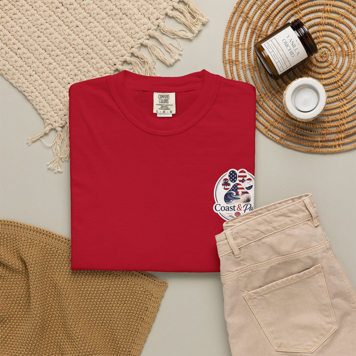 Coast & Paws Signature (Red, White & Blue) Unisex Garment-Dyed T-shirt