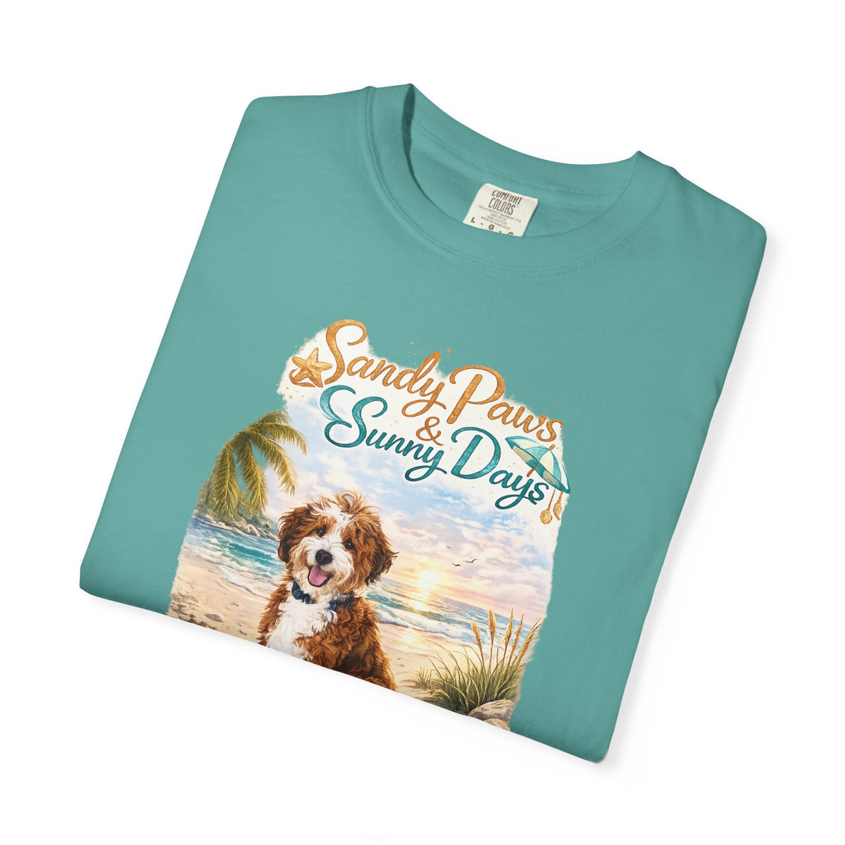 Sandy Paws Sunny Days T-Shirt — Unisex Comfort Colors Graphic Tee