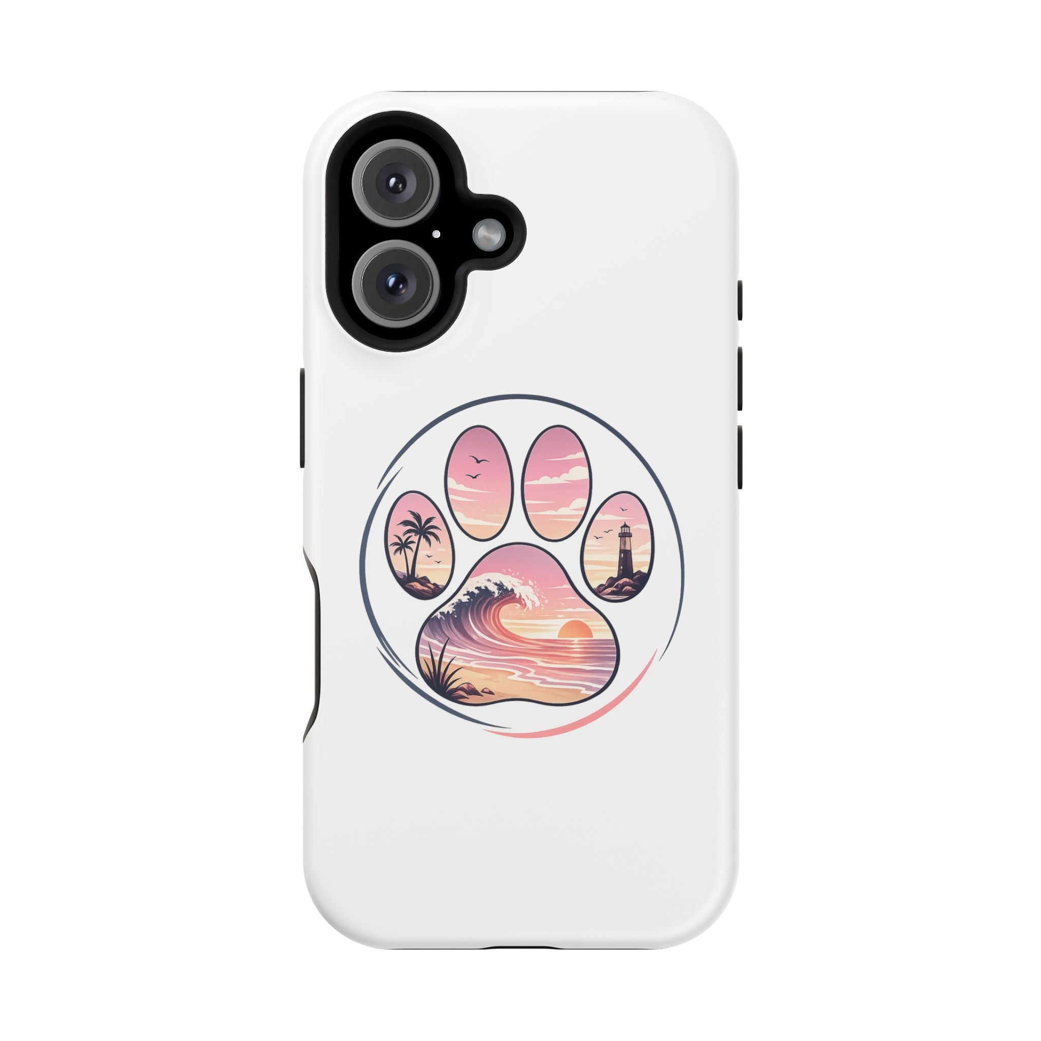 Beach Paw Phone Case — Impact-Resistant Tropical Paw Print iPhone Cover