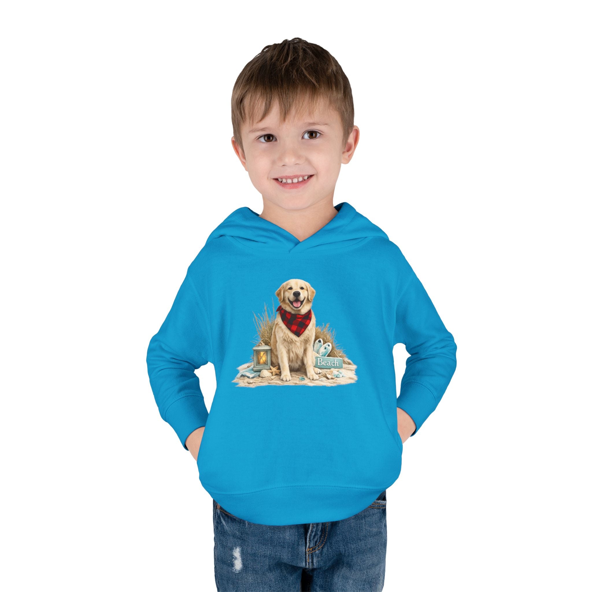 Toddler Hoodie — Golden Retriever with Bandana Graphic
