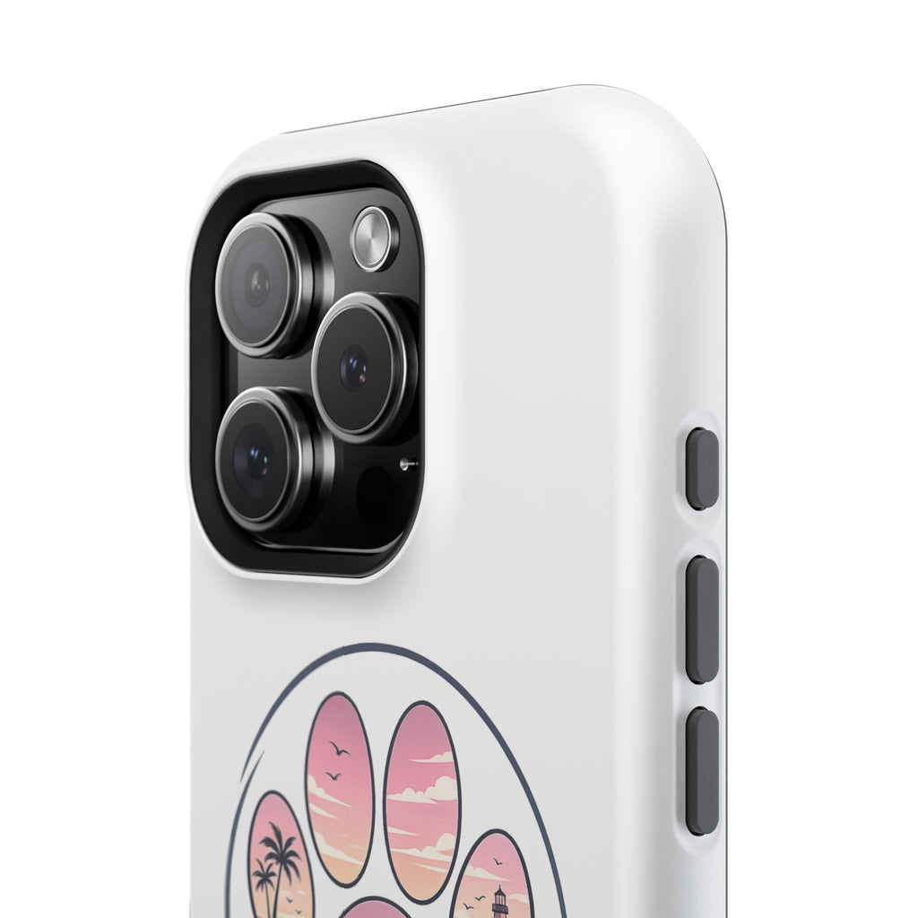 Beach Paw Phone Case — Impact-Resistant Tropical Paw Print iPhone Cover