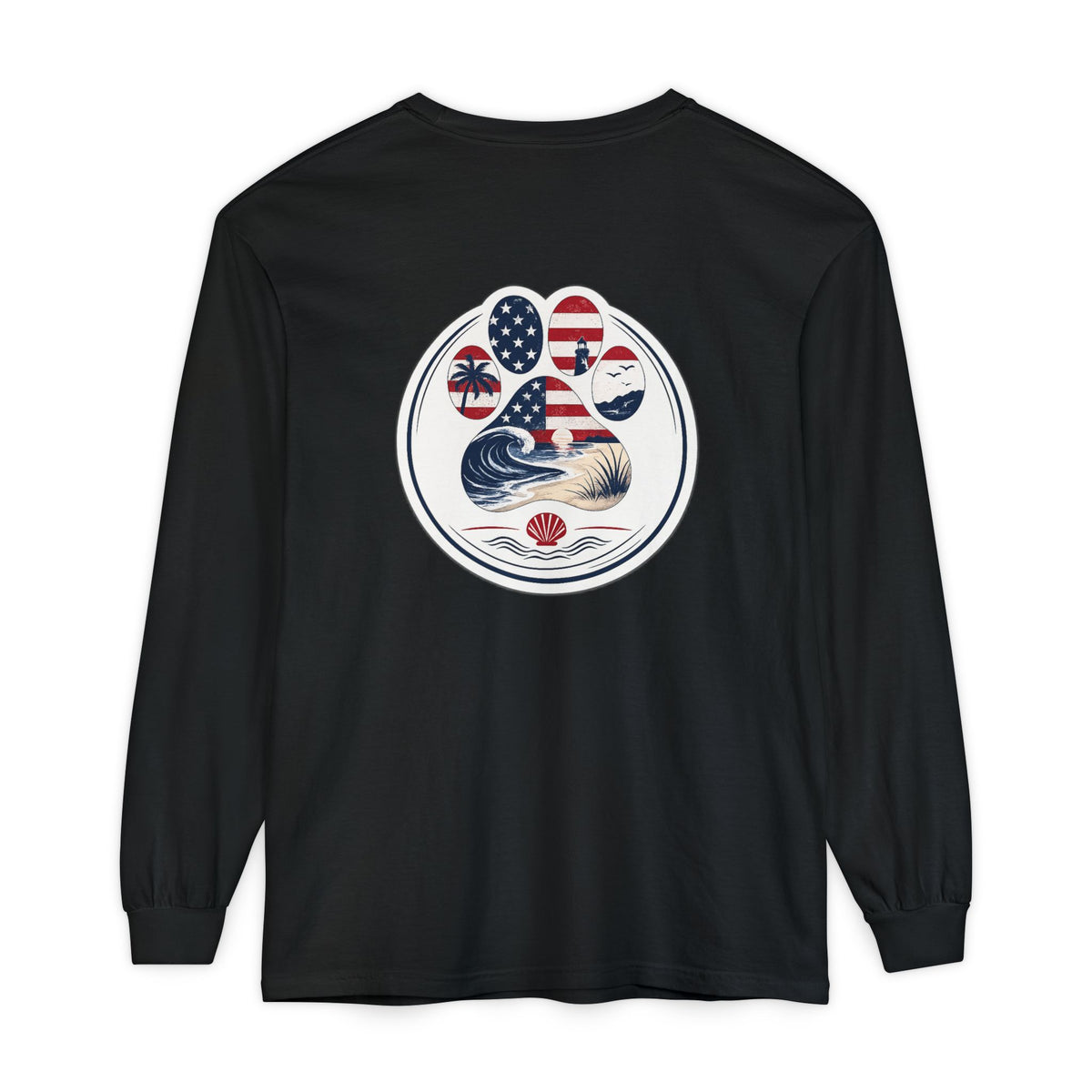 Patriotic Coast & Paws Signature Long Sleeve T‑Shirt