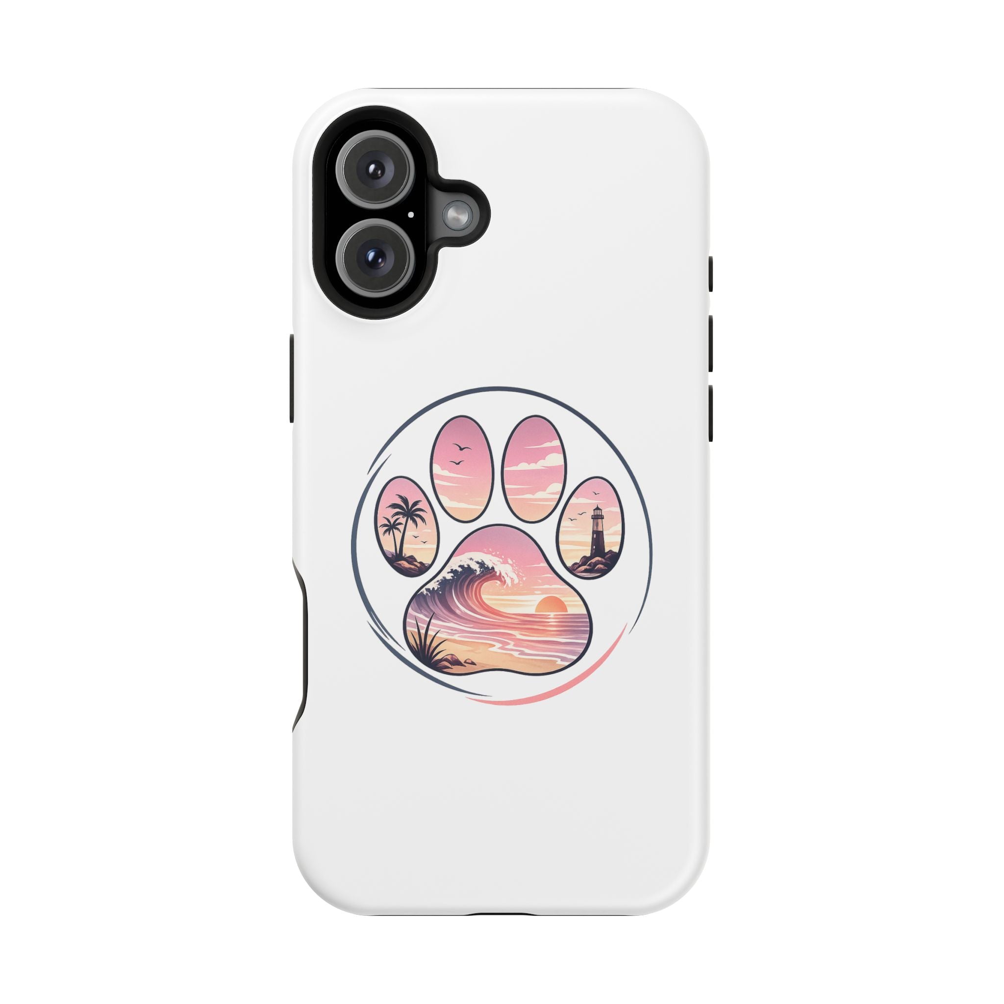 Beach Paw Phone Case — Impact-Resistant Tropical Paw Print iPhone Cover
