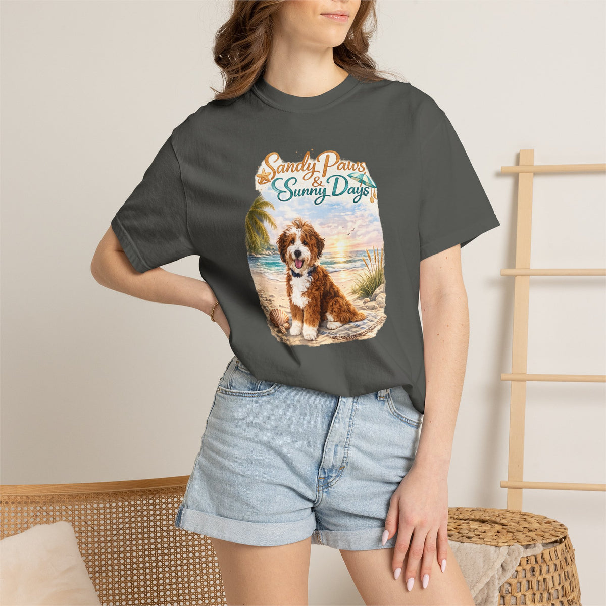 Sandy Paws Sunny Days T-Shirt — Unisex Comfort Colors Graphic Tee