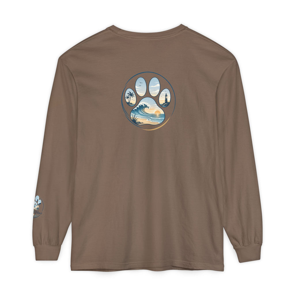 Coast & Paws Signature Soft Long Sleeve Tee — Coastal Paw Wave Graphic