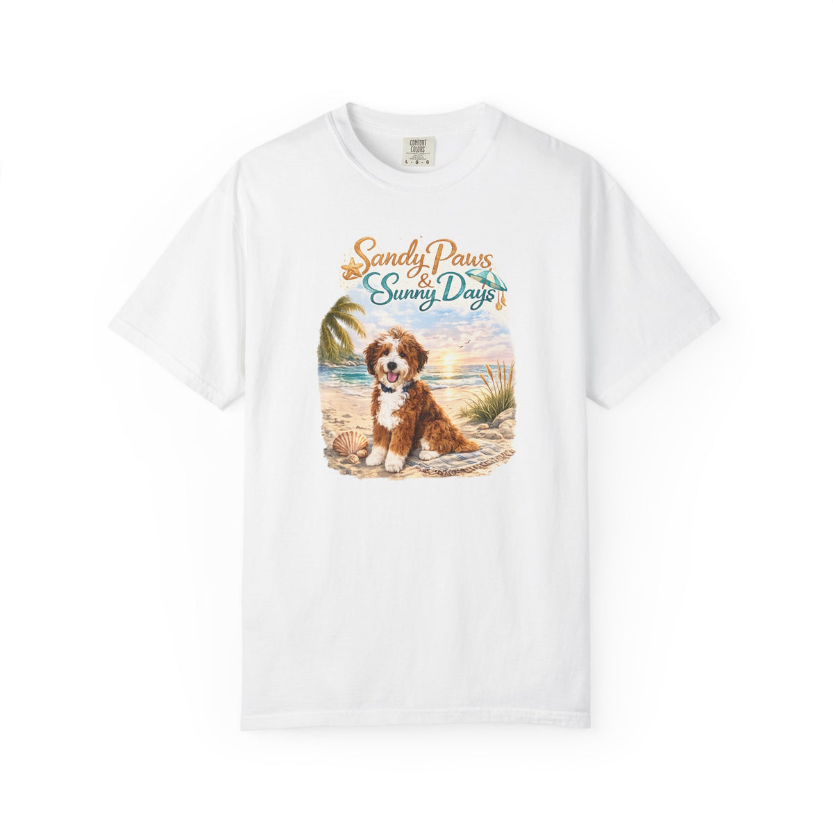 Sandy Paws Sunny Days T-Shirt — Unisex Comfort Colors Graphic Tee