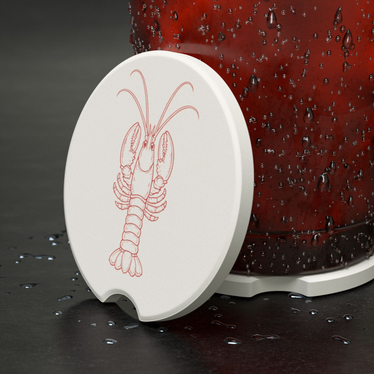 Lobster Illustration Soapstone Car Coaster