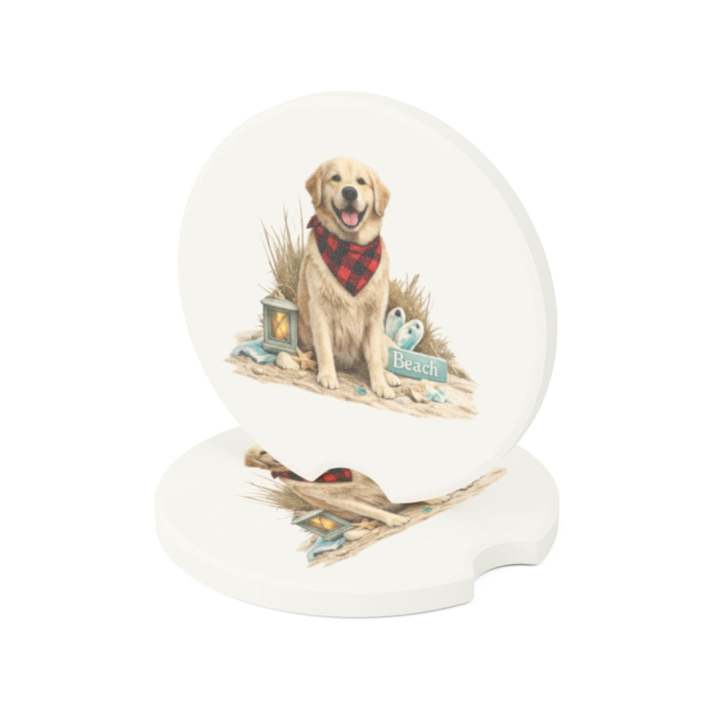 Yellow Lab Beach Soapstone Car Coaster