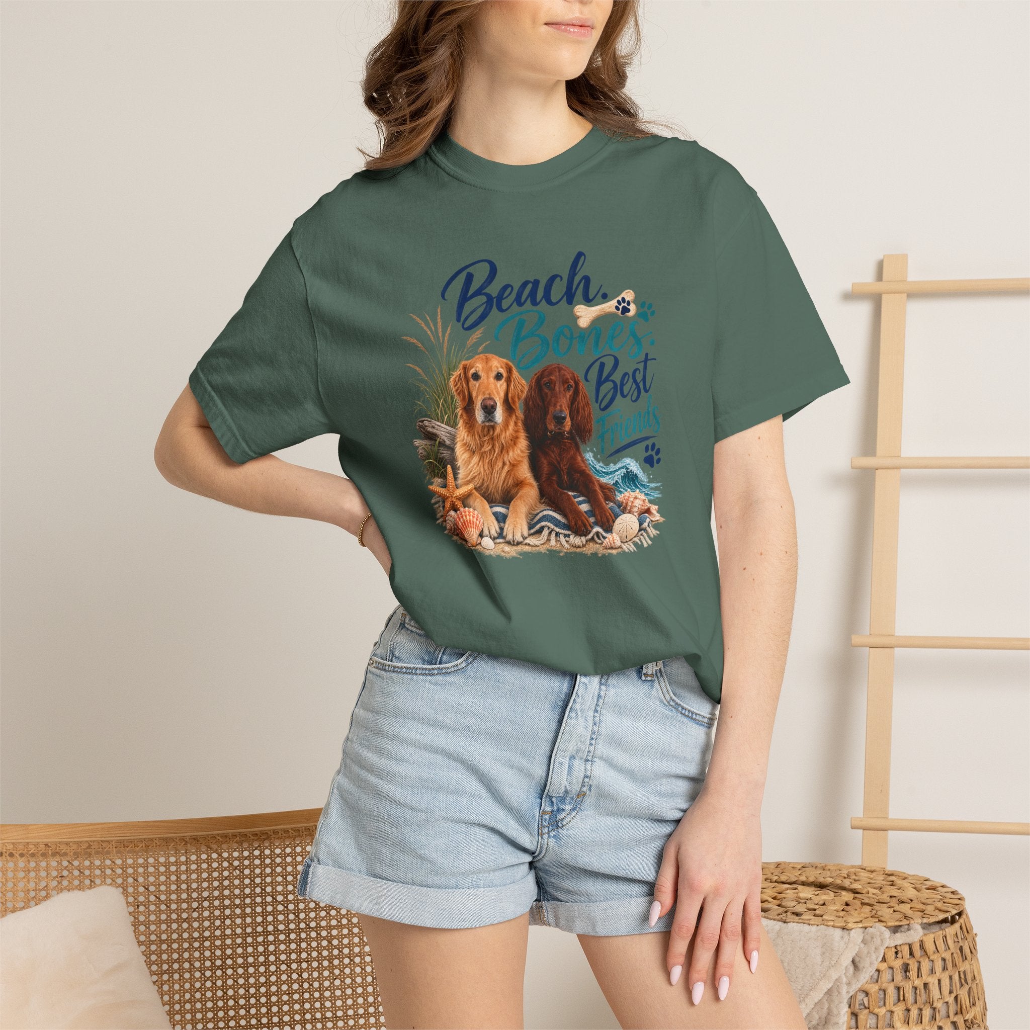 Beach Bones Best Friends Unisex Soft T-Shirt — Dog Lover Beach Tee