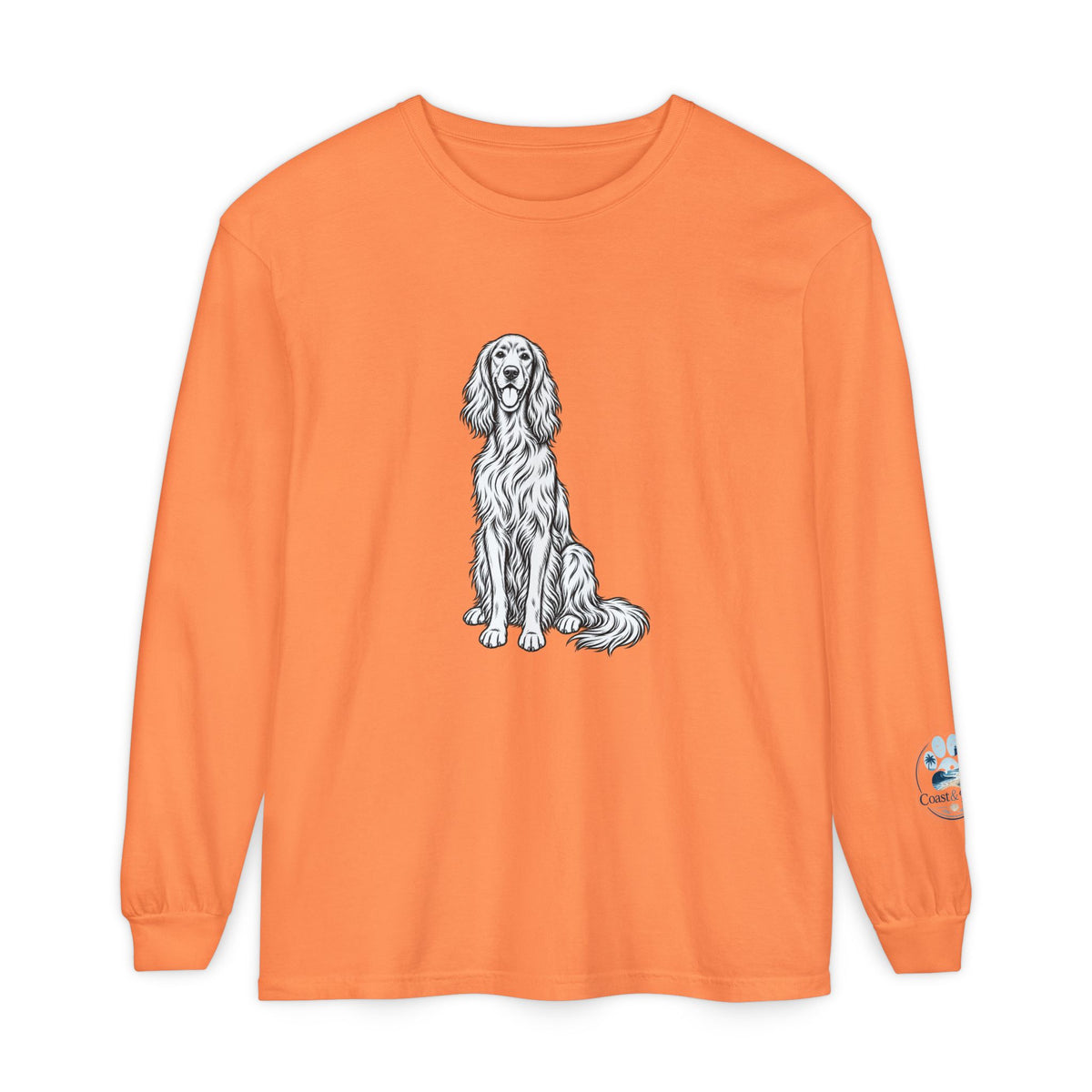 Irish Setter Unisex Long-Sleeve Tee with Coast & Paws logo on sleeve