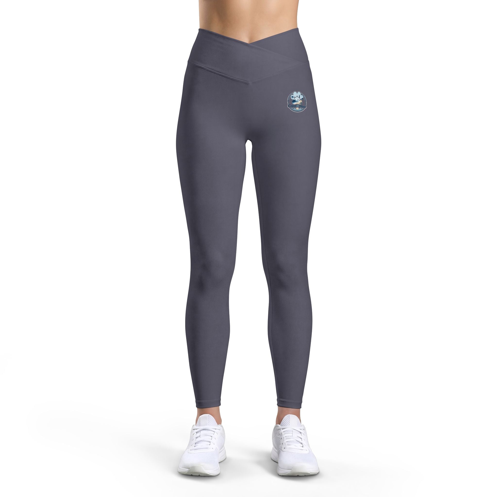 Yoga Leggings — Black Luxe High-Waist with Signature Coast & Paws Logo