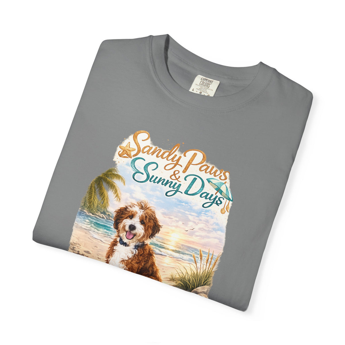 Sandy Paws Sunny Days T-Shirt — Unisex Comfort Colors Graphic Tee