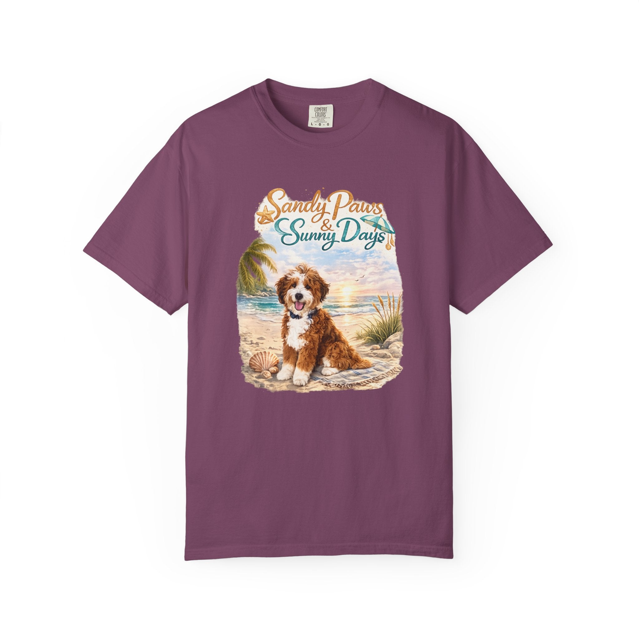 Sandy Paws Sunny Days T-Shirt — Unisex Comfort Colors Graphic Tee