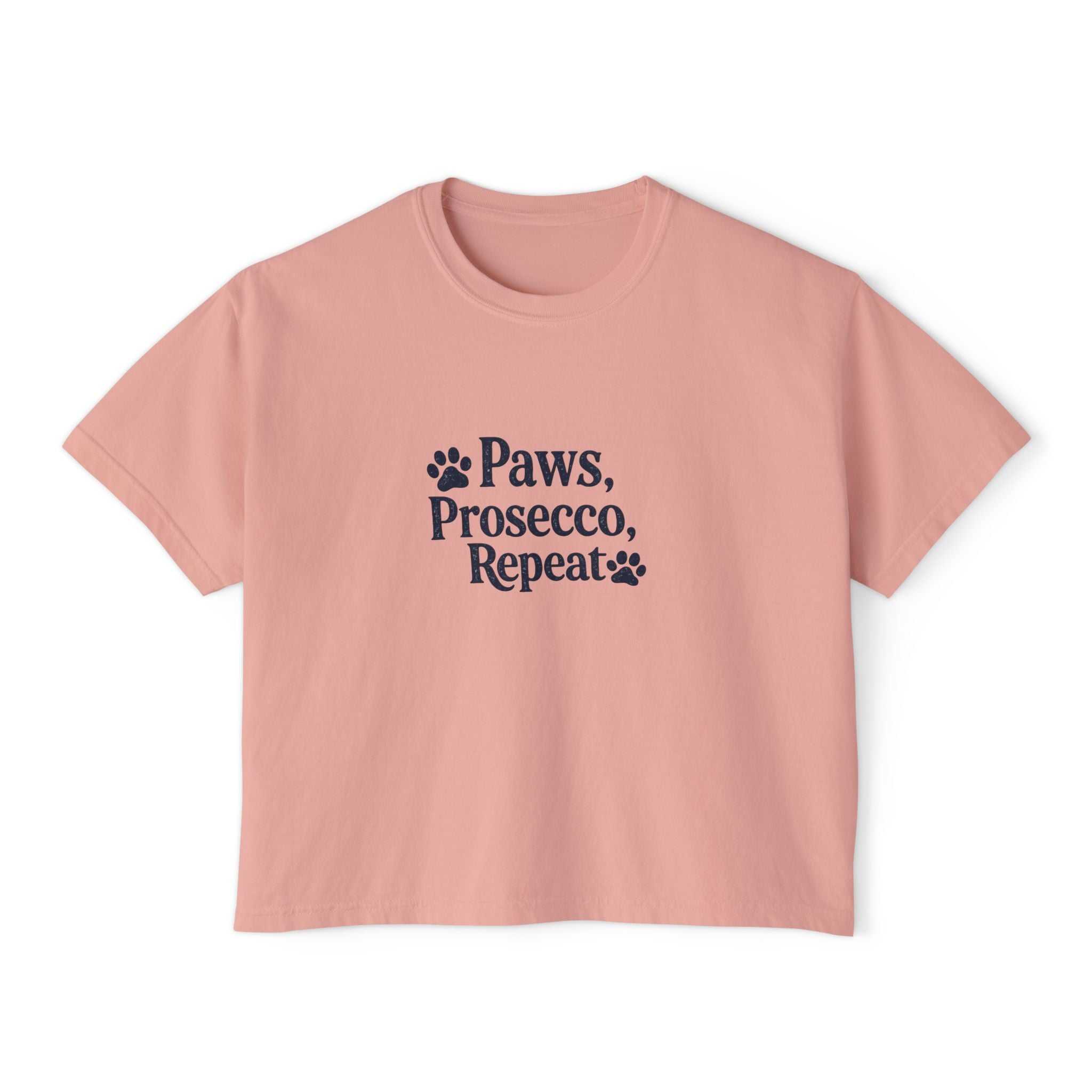 Paws, Prosecco, Repeat Boxy Tee — Crop Shirt
