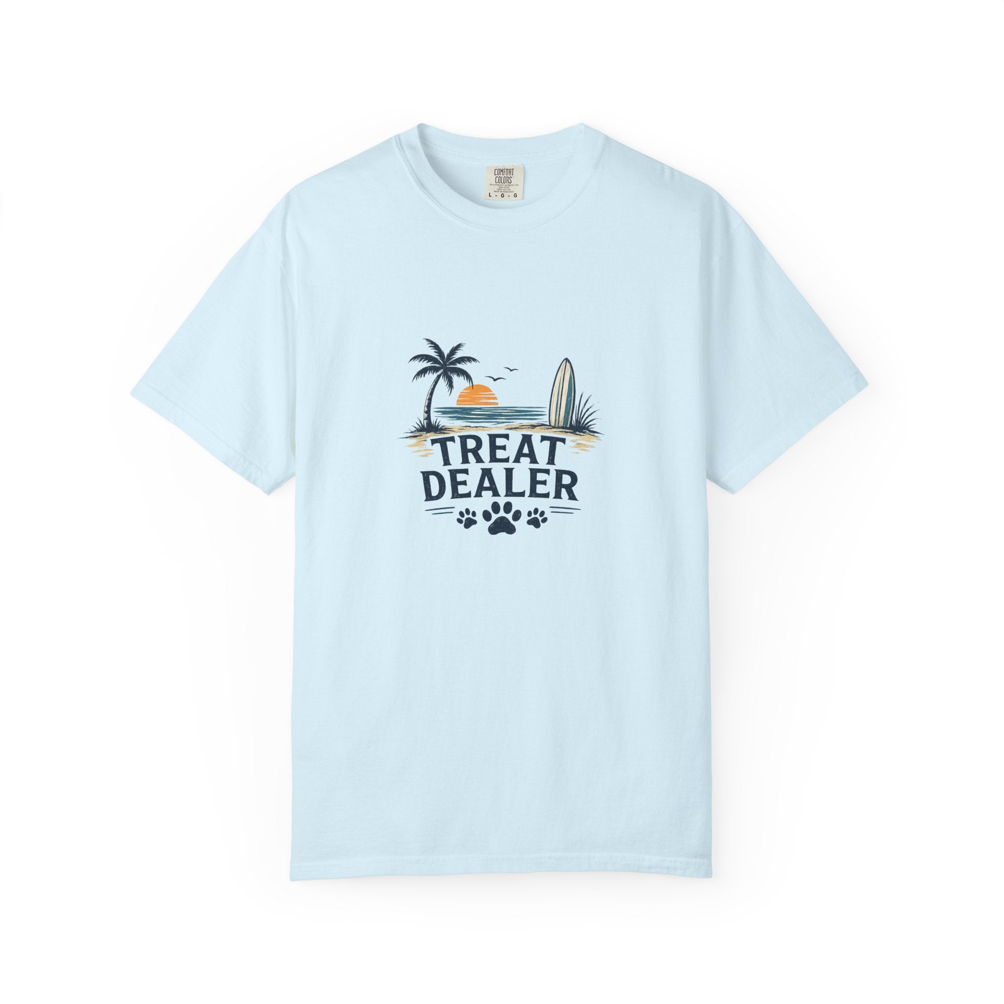 Treat Dealer Beach T-Shirt — Cute Dog Paw Surf Graphic