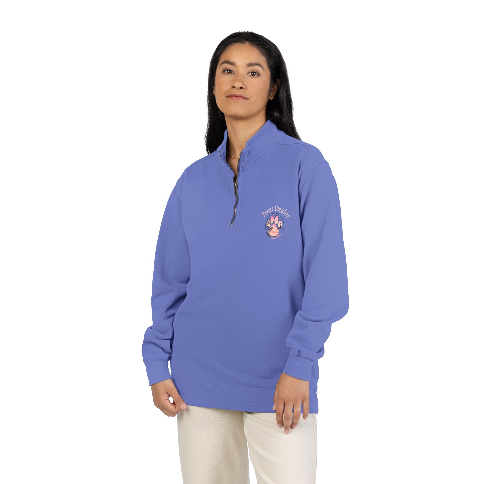 Quarter-Zip Sweatshirt — "Treat Dealer" Paw