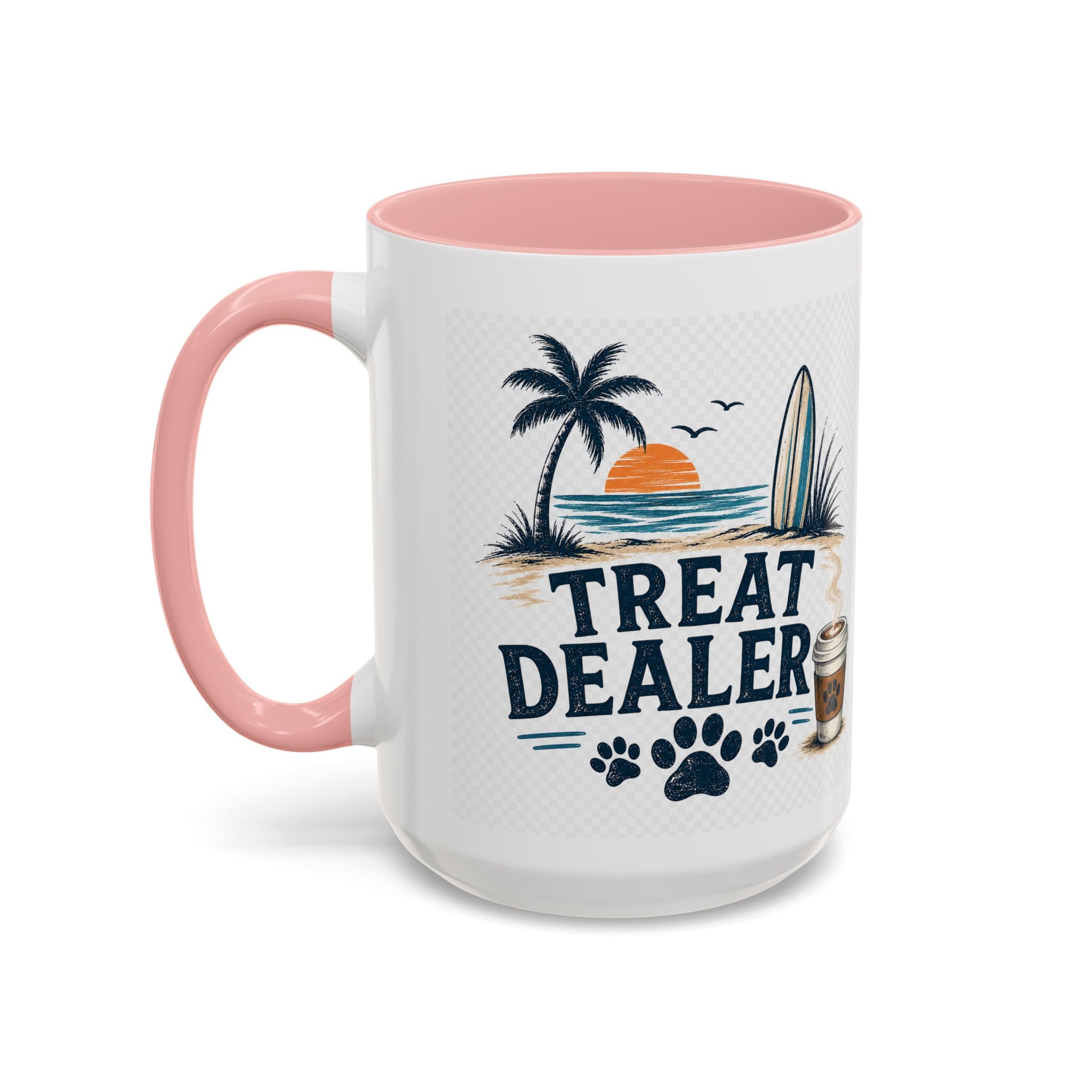 Treat Dealer Coffee Mug – Beach Paw Print Design (15oz)
