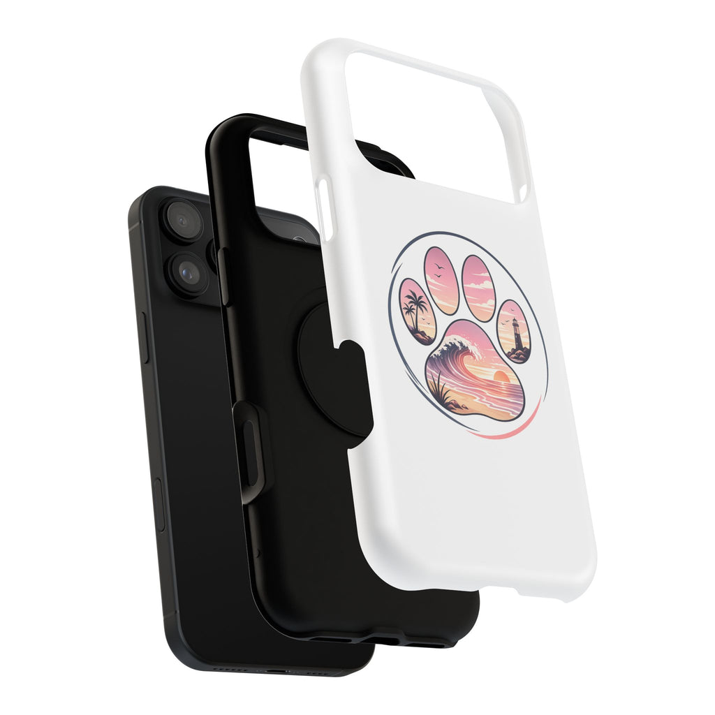 Beach Paw Phone Case — Impact-Resistant Tropical Paw Print iPhone Cover